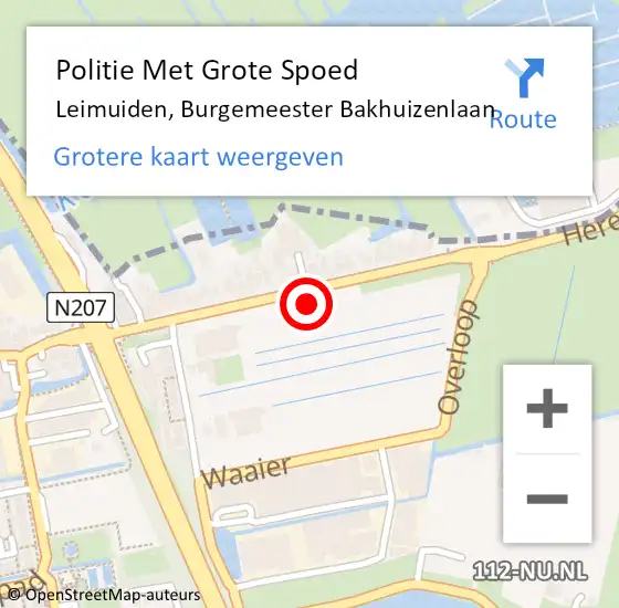 Locatie op kaart van de 112 melding: Politie Met Grote Spoed Naar Leimuiden, Burgemeester Bakhuizenlaan op 2 september 2023 18:26