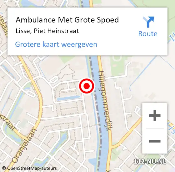 Locatie op kaart van de 112 melding: Ambulance Met Grote Spoed Naar Lisse, Piet Heinstraat op 2 september 2023 18:28