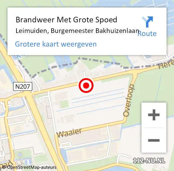 Locatie op kaart van de 112 melding: Brandweer Met Grote Spoed Naar Leimuiden, Burgemeester Bakhuizenlaan op 2 september 2023 18:30
