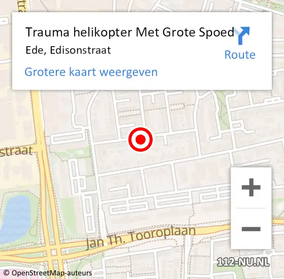 Locatie op kaart van de 112 melding: Trauma helikopter Met Grote Spoed Naar Ede, Edisonstraat op 2 september 2023 18:38