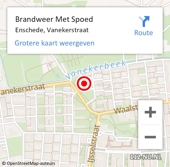 Locatie op kaart van de 112 melding: Brandweer Met Spoed Naar Enschede, Vanekerstraat op 2 september 2023 18:55
