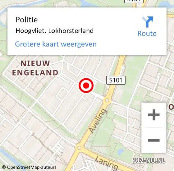 Locatie op kaart van de 112 melding: Politie Hoogvliet, Lokhorsterland op 2 september 2023 19:05