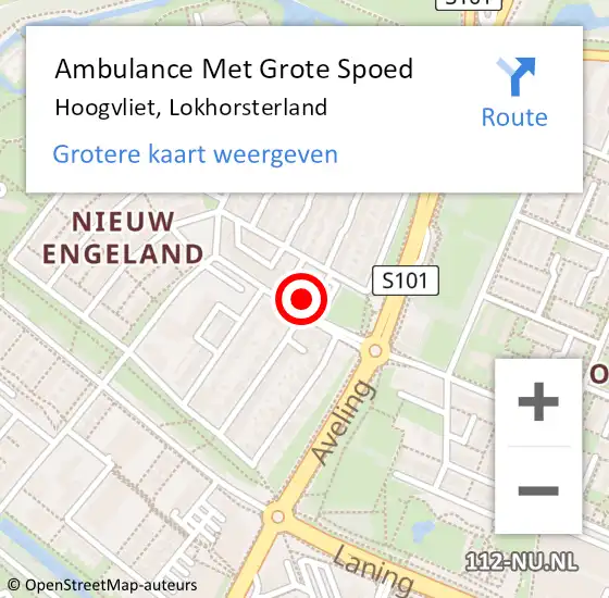 Locatie op kaart van de 112 melding: Ambulance Met Grote Spoed Naar Hoogvliet, Lokhorsterland op 2 september 2023 19:06