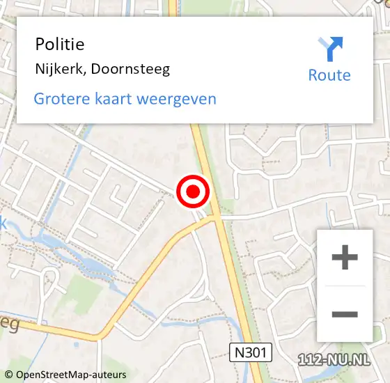 Locatie op kaart van de 112 melding: Politie Nijkerk, Doornsteeg op 2 september 2023 19:19