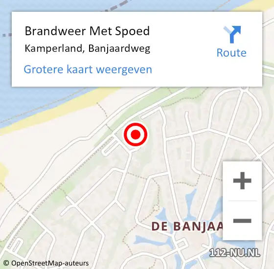 Locatie op kaart van de 112 melding: Brandweer Met Spoed Naar Kamperland, Banjaardweg op 2 september 2023 19:21