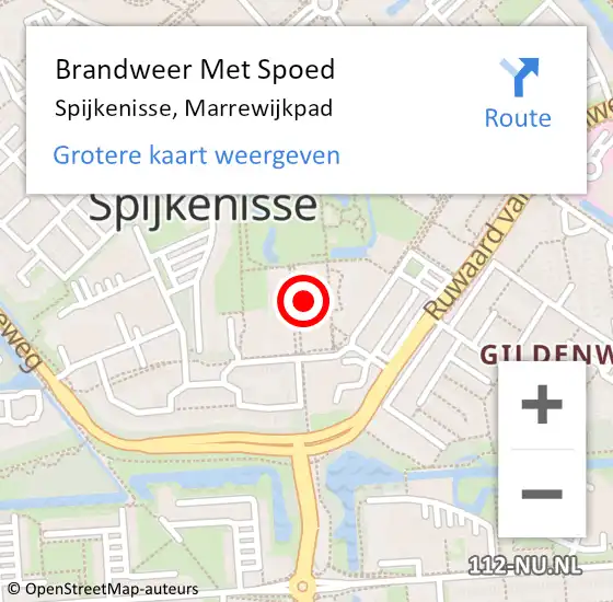 Locatie op kaart van de 112 melding: Brandweer Met Spoed Naar Spijkenisse, Marrewijkpad op 2 september 2023 20:09