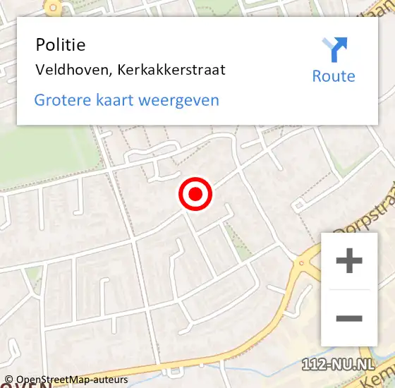 Locatie op kaart van de 112 melding: Politie Veldhoven, Kerkakkerstraat op 2 september 2023 20:45