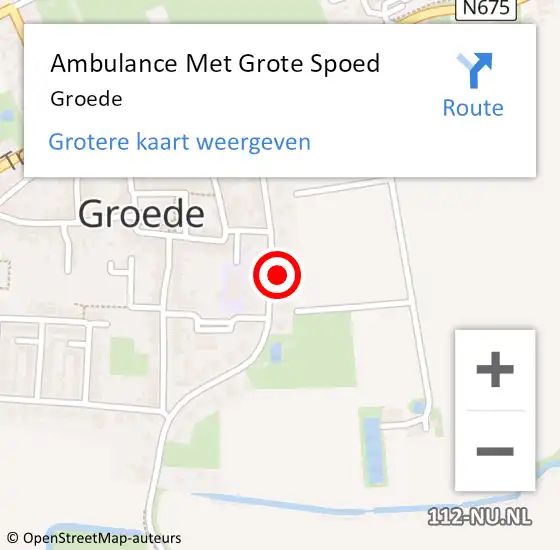 Locatie op kaart van de 112 melding: Ambulance Met Grote Spoed Naar Groede op 2 september 2023 21:27