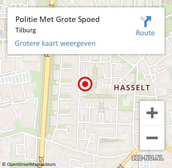 Locatie op kaart van de 112 melding: Politie Met Grote Spoed Naar Tilburg op 2 september 2023 22:09