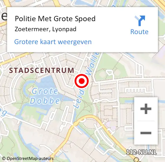 Locatie op kaart van de 112 melding: Politie Met Grote Spoed Naar Zoetermeer, Lyonpad op 2 september 2023 22:13