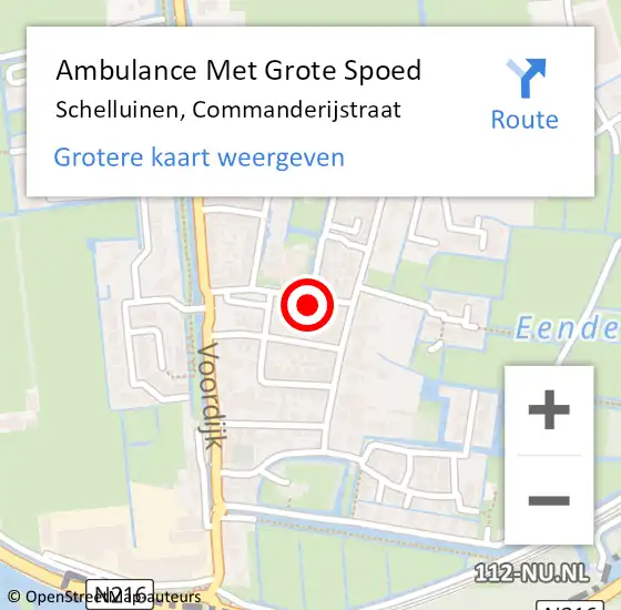Locatie op kaart van de 112 melding: Ambulance Met Grote Spoed Naar Schelluinen, Commanderijstraat op 2 september 2023 22:57