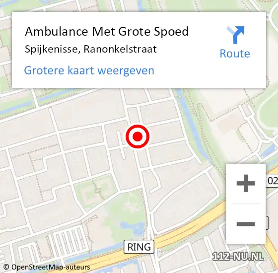 Locatie op kaart van de 112 melding: Ambulance Met Grote Spoed Naar Spijkenisse, Ranonkelstraat op 2 september 2023 23:48