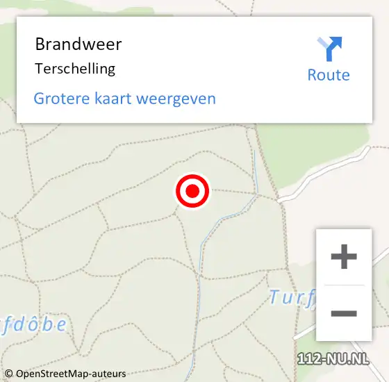 Locatie op kaart van de 112 melding: Brandweer Terschelling op 6 september 2014 18:08