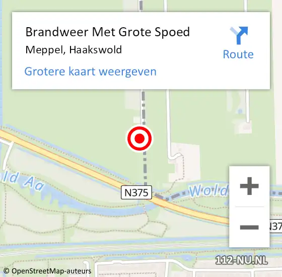 Locatie op kaart van de 112 melding: Brandweer Met Grote Spoed Naar Meppel, Haakswold op 3 september 2023 00:52