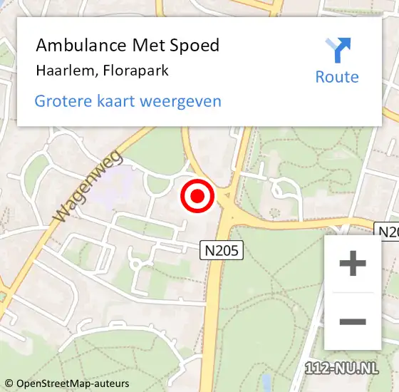 Locatie op kaart van de 112 melding: Ambulance Met Spoed Naar Haarlem, Florapark op 3 september 2023 01:34