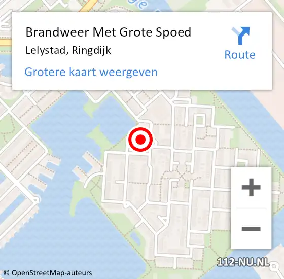 Locatie op kaart van de 112 melding: Brandweer Met Grote Spoed Naar Lelystad, Ringdijk op 3 september 2023 01:48