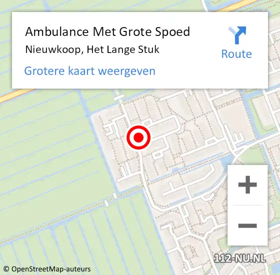 Locatie op kaart van de 112 melding: Ambulance Met Grote Spoed Naar Nieuwkoop, Het Lange Stuk op 3 september 2023 01:57