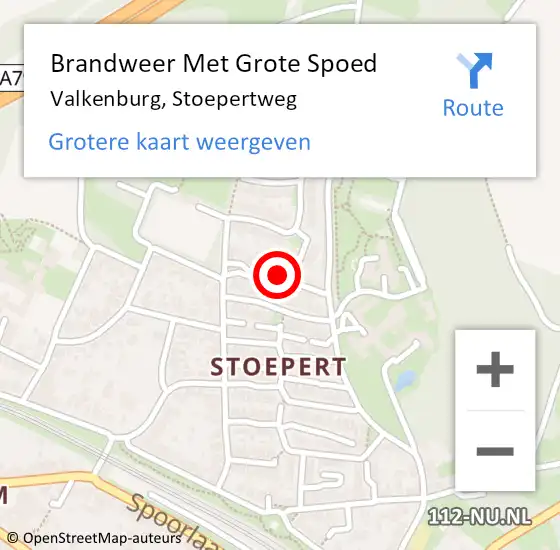 Locatie op kaart van de 112 melding: Brandweer Met Grote Spoed Naar Valkenburg, Stoepertweg op 3 september 2023 02:20