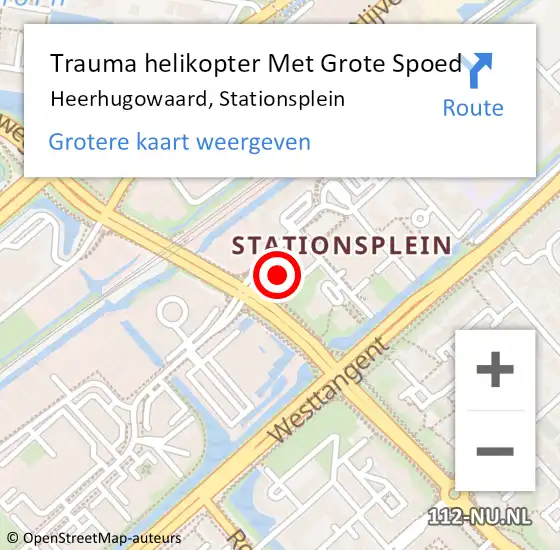 Locatie op kaart van de 112 melding: Trauma helikopter Met Grote Spoed Naar Heerhugowaard, Stationsplein op 3 september 2023 03:00