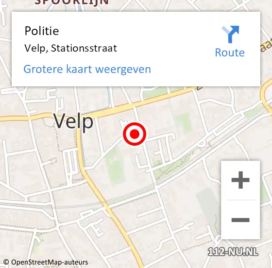 Locatie op kaart van de 112 melding: Politie Velp, Stationsstraat op 3 september 2023 03:15