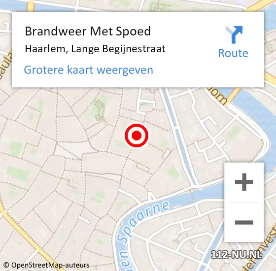 Locatie op kaart van de 112 melding: Brandweer Met Spoed Naar Haarlem, Lange Begijnestraat op 3 september 2023 03:16