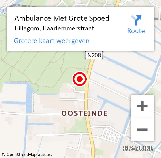 Locatie op kaart van de 112 melding: Ambulance Met Grote Spoed Naar Hillegom, Haarlemmerstraat op 3 september 2023 03:33