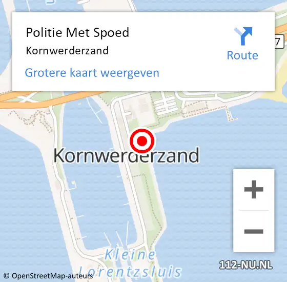 Locatie op kaart van de 112 melding: Politie Met Spoed Naar Kornwerderzand op 3 september 2023 03:45