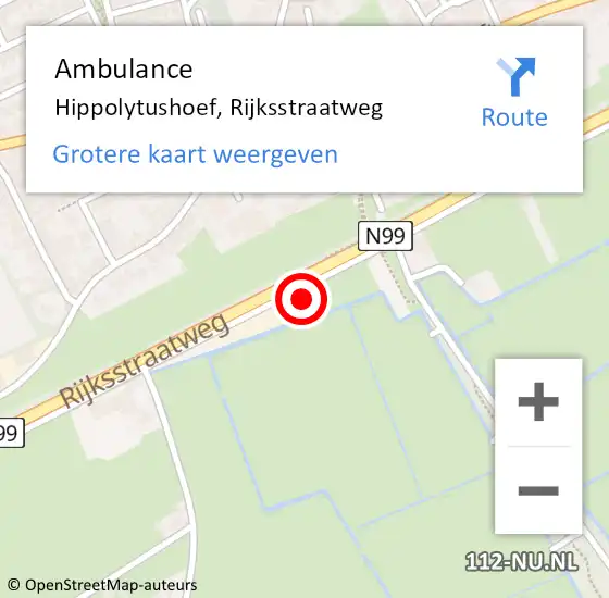 Locatie op kaart van de 112 melding: Ambulance Hippolytushoef, Rijksstraatweg op 3 september 2023 03:47