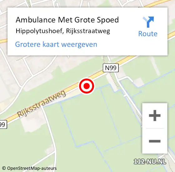 Locatie op kaart van de 112 melding: Ambulance Met Grote Spoed Naar Hippolytushoef, Rijksstraatweg op 3 september 2023 03:48