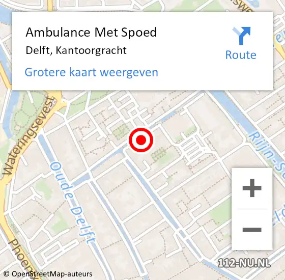 Locatie op kaart van de 112 melding: Ambulance Met Spoed Naar Delft, Kantoorgracht op 3 september 2023 04:43