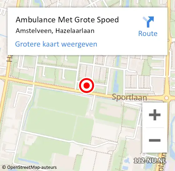 Locatie op kaart van de 112 melding: Ambulance Met Grote Spoed Naar Amstelveen, Hazelaarlaan op 3 september 2023 04:57