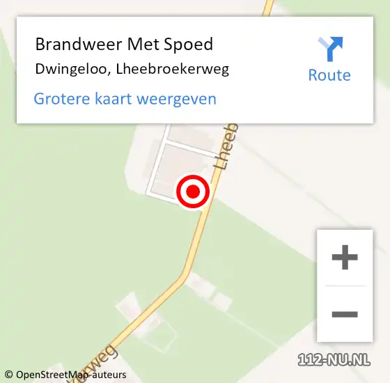 Locatie op kaart van de 112 melding: Brandweer Met Spoed Naar Dwingeloo, Lheebroekerweg op 3 september 2023 05:59