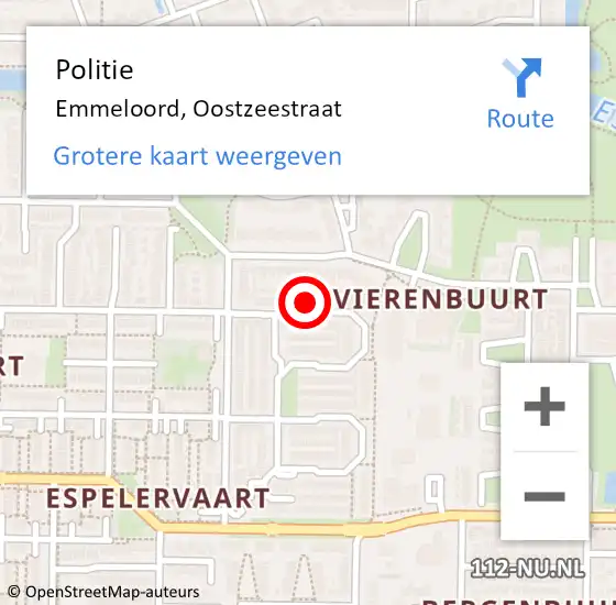 Locatie op kaart van de 112 melding: Politie Emmeloord, Oostzeestraat op 3 september 2023 06:19