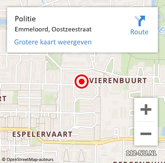 Locatie op kaart van de 112 melding: Politie Emmeloord, Oostzeestraat op 3 september 2023 06:24