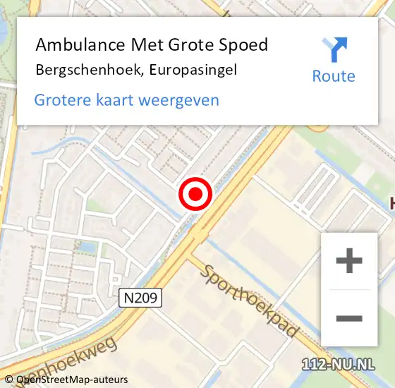 Locatie op kaart van de 112 melding: Ambulance Met Grote Spoed Naar Bergschenhoek, Europasingel op 3 september 2023 06:31