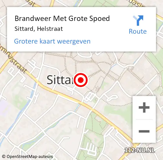 Locatie op kaart van de 112 melding: Brandweer Met Grote Spoed Naar Sittard, Helstraat op 3 september 2023 06:39