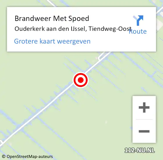 Locatie op kaart van de 112 melding: Brandweer Met Spoed Naar Ouderkerk aan den IJssel, Tiendweg-Oost op 3 september 2023 07:26