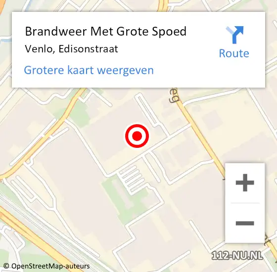 Locatie op kaart van de 112 melding: Brandweer Met Grote Spoed Naar Venlo, Edisonstraat op 3 september 2023 07:45