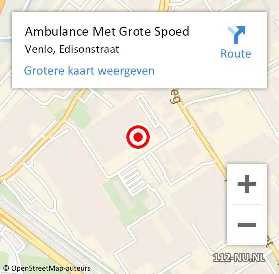 Locatie op kaart van de 112 melding: Ambulance Met Grote Spoed Naar Venlo, Edisonstraat op 3 september 2023 07:46