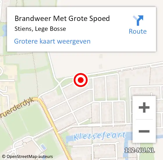 Locatie op kaart van de 112 melding: Brandweer Met Grote Spoed Naar Stiens, Lege Bosse op 3 september 2023 08:49