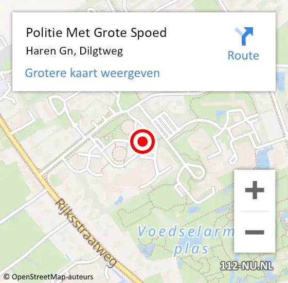 Locatie op kaart van de 112 melding: Politie Met Grote Spoed Naar Haren Gn, Dilgtweg op 3 september 2023 09:13