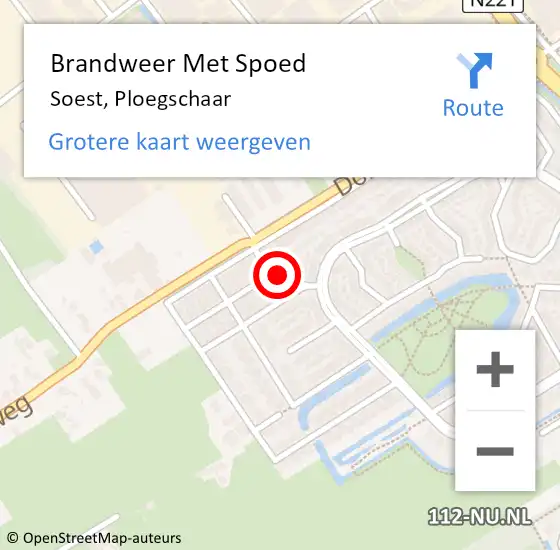 Locatie op kaart van de 112 melding: Brandweer Met Spoed Naar Soest, Ploegschaar op 3 september 2023 09:29