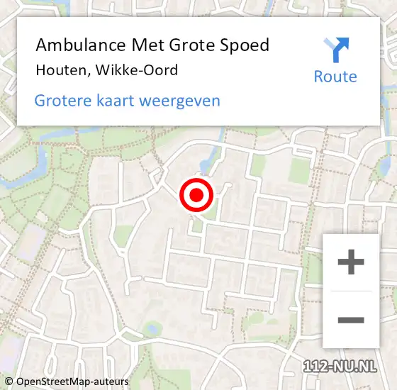 Locatie op kaart van de 112 melding: Ambulance Met Grote Spoed Naar Houten, Wikke-Oord op 6 september 2014 18:56