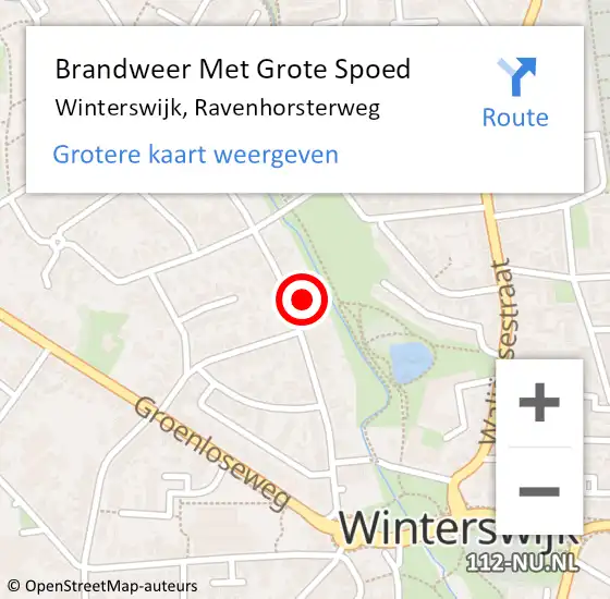 Locatie op kaart van de 112 melding: Brandweer Met Grote Spoed Naar Winterswijk, Ravenhorsterweg op 3 september 2023 10:27