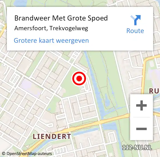 Locatie op kaart van de 112 melding: Brandweer Met Grote Spoed Naar Amersfoort, Trekvogelweg op 3 september 2023 10:27