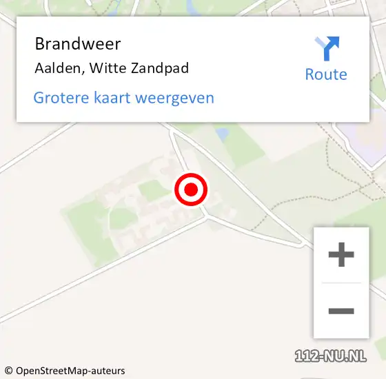 Locatie op kaart van de 112 melding: Brandweer Aalden, Witte Zandpad op 6 september 2014 19:03