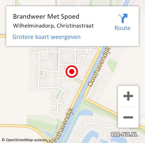 Locatie op kaart van de 112 melding: Brandweer Met Spoed Naar Wilhelminadorp, Christinastraat op 3 september 2023 11:11