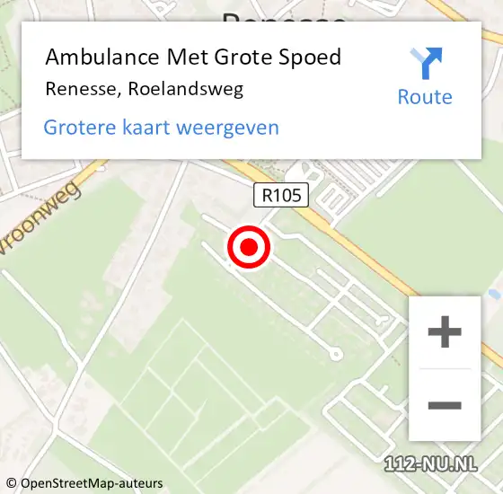 Locatie op kaart van de 112 melding: Ambulance Met Grote Spoed Naar Renesse, Roelandsweg op 3 september 2023 11:12