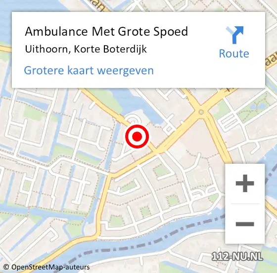 Locatie op kaart van de 112 melding: Ambulance Met Grote Spoed Naar Uithoorn, Korte Boterdijk op 3 september 2023 11:28