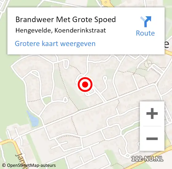 Locatie op kaart van de 112 melding: Brandweer Met Grote Spoed Naar Hengevelde, Koenderinkstraat op 3 september 2023 11:32